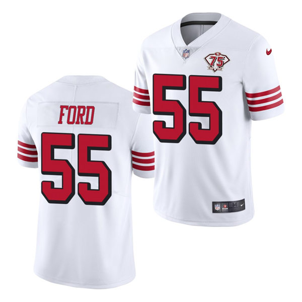 Mens San Francisco 49ers #55 Dee Ford Nike White Retro 1994 75th Anniversary Throwback Classic Limited Jersey