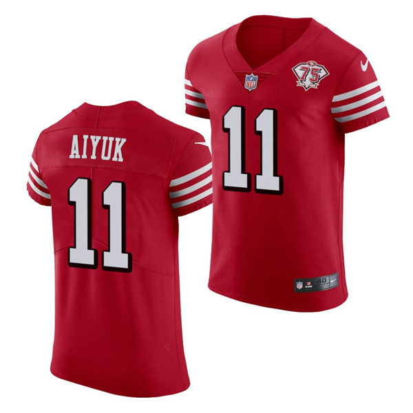 Mens San Francisco 49ers #11 Brandon Aiyuk Nike Scarlet Retro 1994 75th Anniversary Throwback Classic Limited Jersey