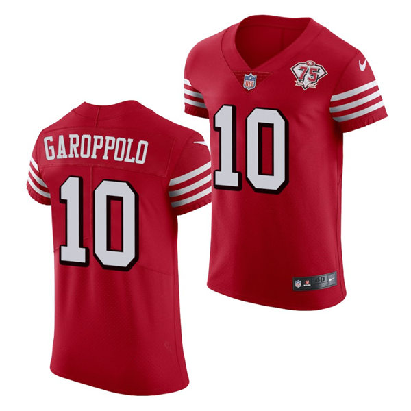 Mens San Francisco 49ers #10 Jimmy Garoppolo Nike Scarlet Retro 1994 75th Anniversary Throwback Classic Limited Jersey