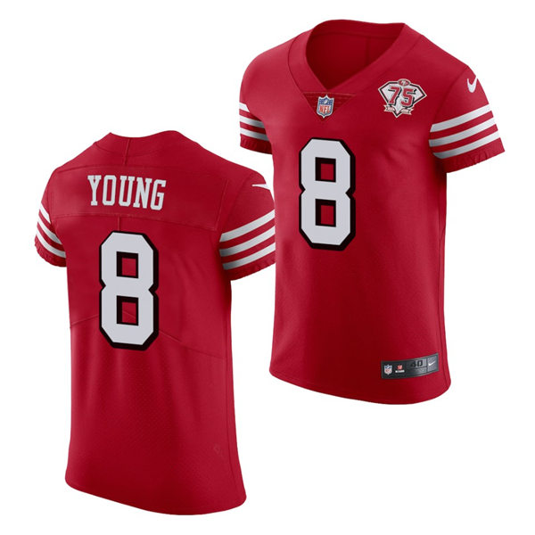 Mens San Francisco 49ers Retired Player #8 Steve Young Nike Scarlet Retro 1994 75th Anniversary Throwback Classic Limited Jersey