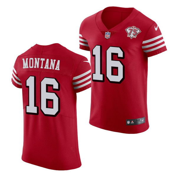 Mens San Francisco 49ers Retired Player #16 Joe Montana Nike Scarlet Retro 1994 75th Anniversary Throwback Classic Limited Jersey Mens San Francisco 49ers Retired Player #16 Joe Montana Nike Scarlet Retro 1994 75th Anniversary Throwback Classic Limited Jersey