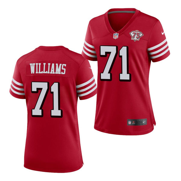 Womens San Francisco 49ers #71 Trent Williams Nike Scarlet Retro 1994 75th Anniversary Throwback Classic Limited Jersey