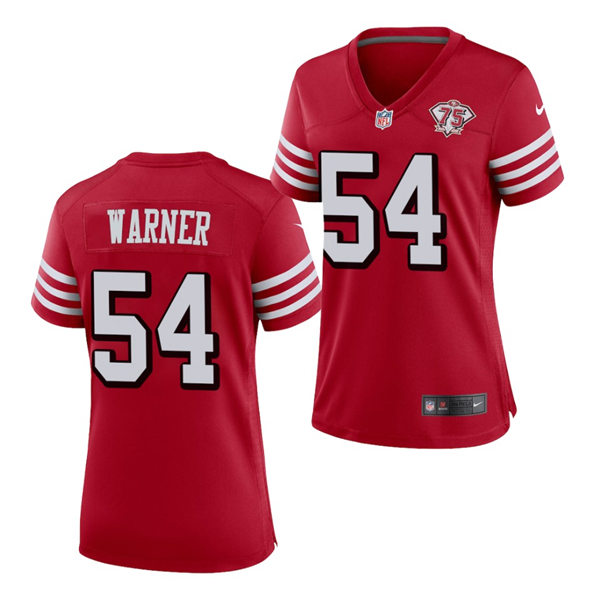 Womens San Francisco 49ers #54 Fred Warner Nike Scarlet Retro 1994 75th Anniversary Throwback Classic Limited Jersey