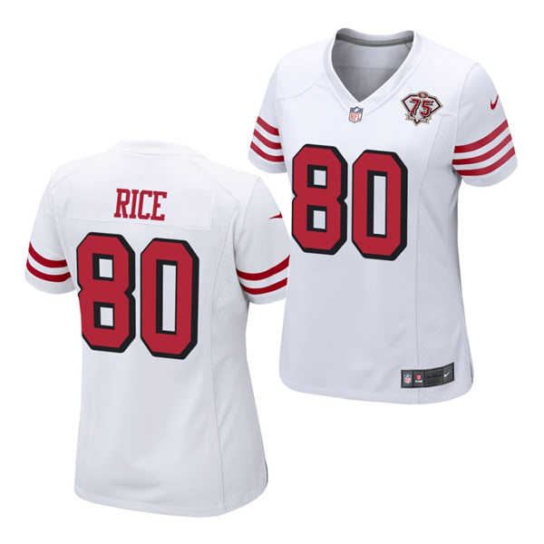 Womens San Francisco 49ers #80 Jerry Rice Nike White Retro 1994 75th Anniversary Throwback Classic Limited Jersey Womens San Francisco 49ers #80 Jerry Rice Nike White Retro 1994 75th Anniversary Throwback Classic Limited Jersey
