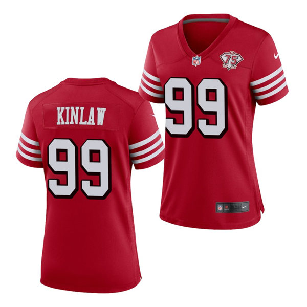Womens San Francisco 49ers #99 Javon Kinlaw Nike Scarlet Retro 1994 75th Anniversary Throwback Classic Limited Jersey