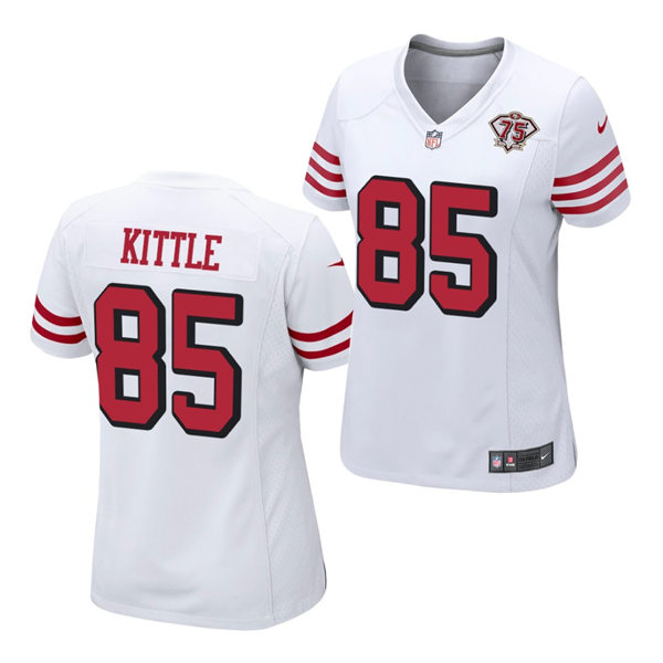 Womens San Francisco 49ers #85 George Kittle Nike White Retro 1994 75th Anniversary Throwback Classic Limited Jersey