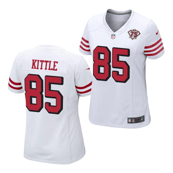 Womens San Francisco 49ers #85 George Kittle Nike White Retro 1994 75th Anniversary Throwback Classic Limited Jersey Womens San Francisco 49ers #85 George Kittle Nike White Retro 1994 75th Anniversary Throwback Classic Limited Jersey