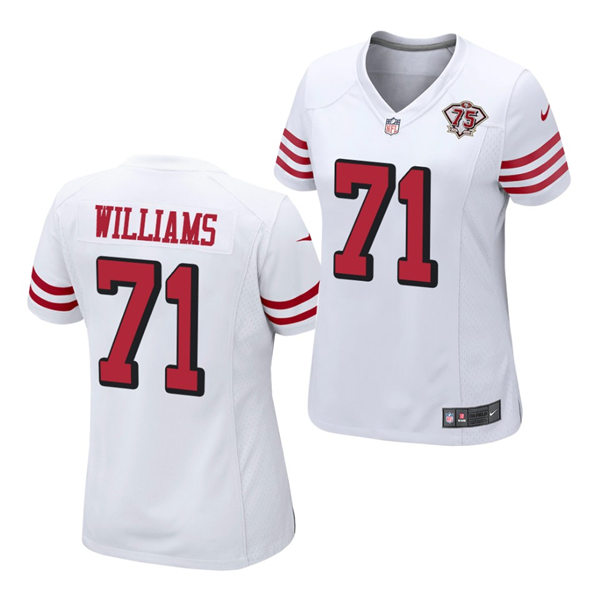 Womens San Francisco 49ers #71 Trent Williams Nike White Retro 1994 75th Anniversary Throwback Classic Limited Jersey