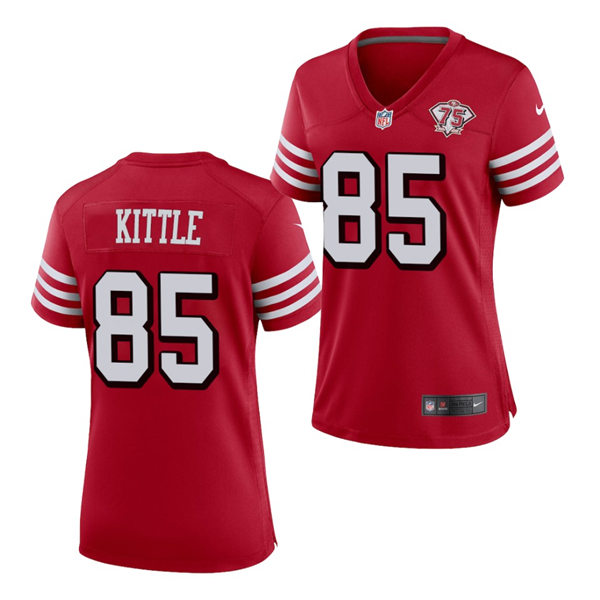 Womens San Francisco 49ers #85 George Kittle Nike Scarlet Retro 1994 75th Anniversary Throwback Classic Limited Jersey