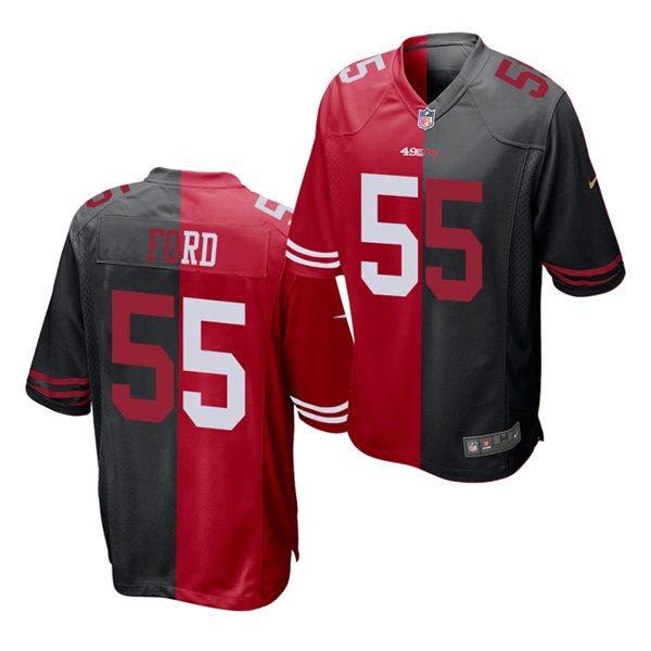 Mens San Francisco 49ers #55 Dee Ford Nike Scarlet Black Split Two Tone Jersey