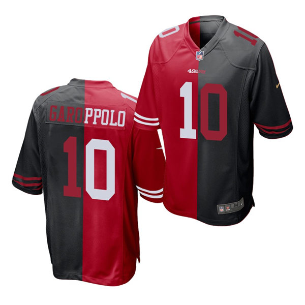 Mens San Francisco 49ers #10 Jimmy Garoppolo Nike Scarlet Black Split Two Tone Jersey