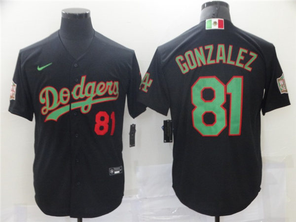 Mens Los Angeles Dodgers #81 Victor Gonzalez Nike Black Heritage Player Jersey