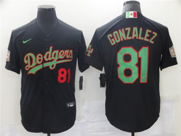 Mens Los Angeles Dodgers #81 Victor Gonzalez Nike Black Heritage Player Jersey Mens Los Angeles Dodgers #81 Victor Gonzalez Nike Black Heritage Player Jersey