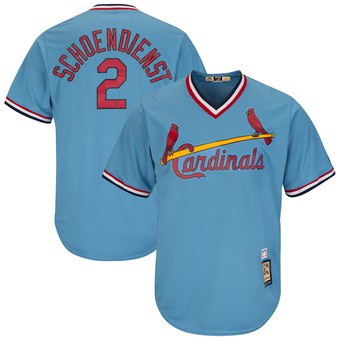 Mens St. Louis Cardinals #2 Red Schoendienst Blue Pullover Majestic Cooperstown Collection Throwback Jersey