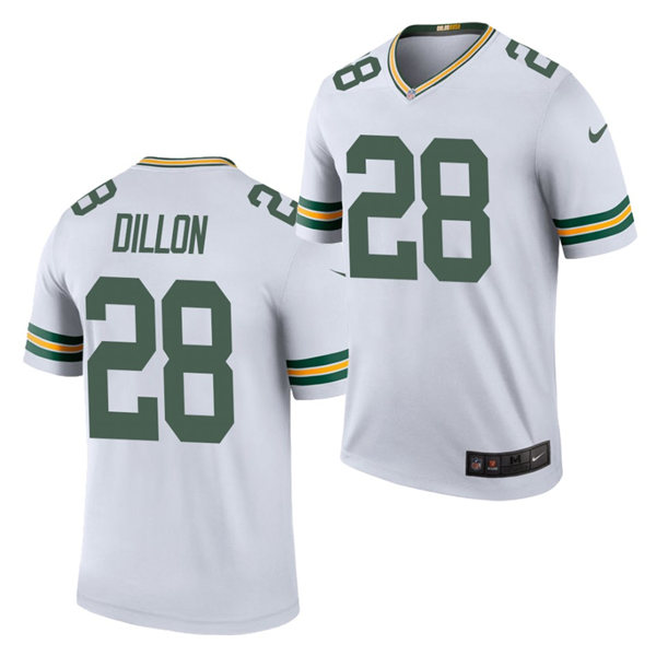 Mens Green Bay Packers #28 AJ Dillon Nike White Vapor Limited Jersey