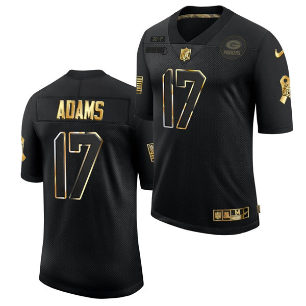 Mens Green Bay Packers #17 Davante Adams Nike 2020 Salute to Service Black Golden Limited Jersey