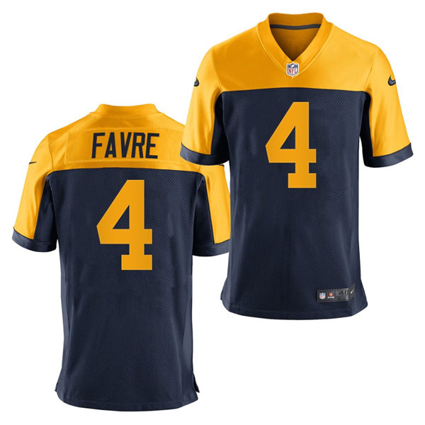 Mens Green Bay Packers #4 Brett Favre Nike Navy Gold Retro Limied Jersey