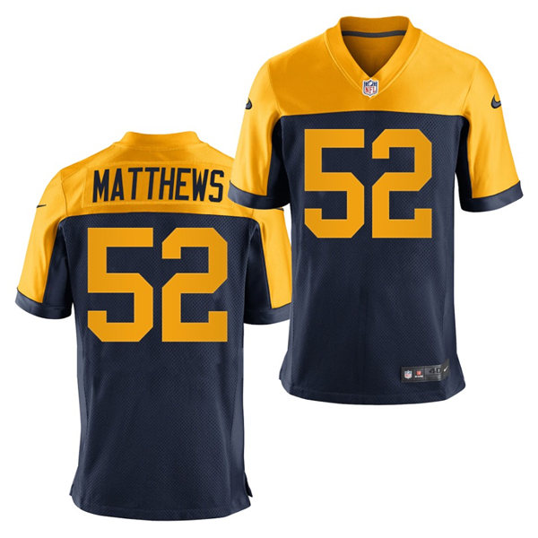 Mens Green Bay Packers #52 Clay Matthews Nike Navy Gold Retro Limied Jersey