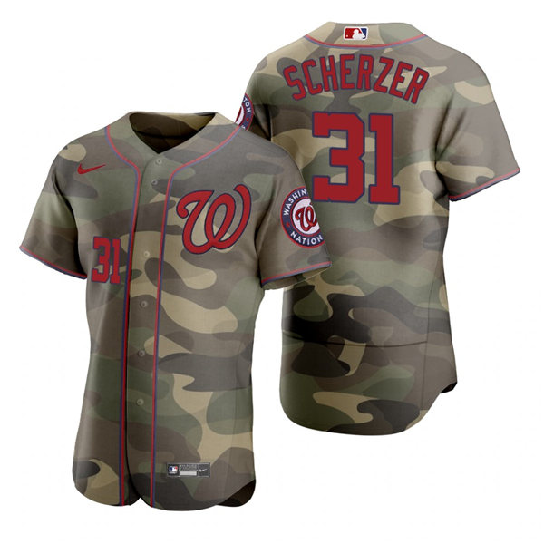 Mens Washington Nationals #31 Max Scherzer Nike Camo 2021 Armed Forces Day Jersey