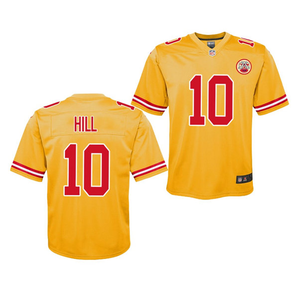 Youth Kansas City Chiefs #10 Tyreek Hill Nike Gold Inverted Legend Jersey