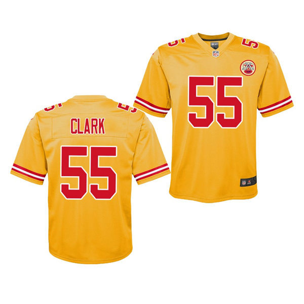 Youth Kansas City Chiefs #55 Frank Clark Nike Gold Inverted Legend Jersey
