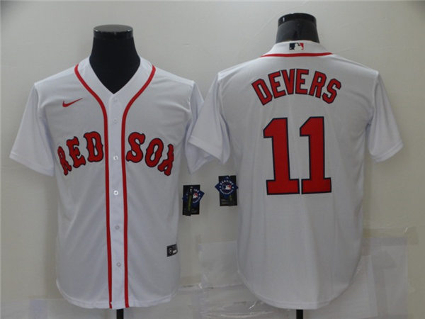 Mens Boston Red Sox #11 Rafael Devers Nike White Home Cool Base Jersey
