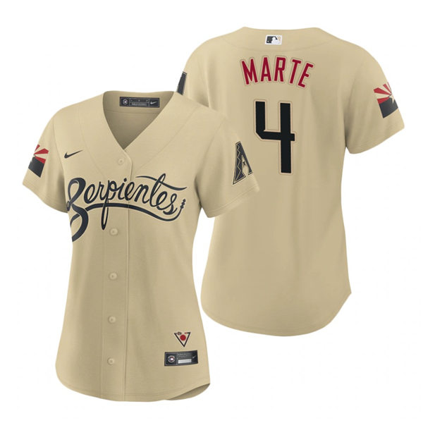 Womens Arizona Diamondbacks #4 Ketel Marte Nike Tan 2021 Arizona City Connect Jersey Womens Arizona Diamondbacks #4 Ketel Marte Nike Tan 2021 Arizona City Connect Jersey