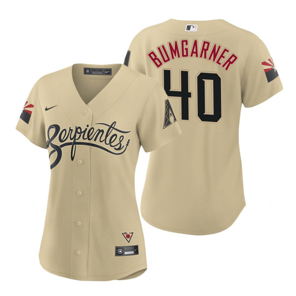 Womens Arizona Diamondbacks #40 Madison Bumgarner Nike Tan 2021 Arizona City Connect Jersey