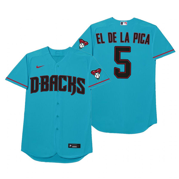 Mens Arizona Diamondbacks #5 Eduardo Escobar Nike Blue 2021 Players' Weekend Nickname El De La Pica Jersey