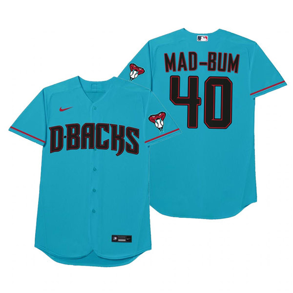 Mens Arizona Diamondbacks #40 Madison Bumgarner Nike Blue 2021 Players' Weekend Nickname Mad-Bum Jersey