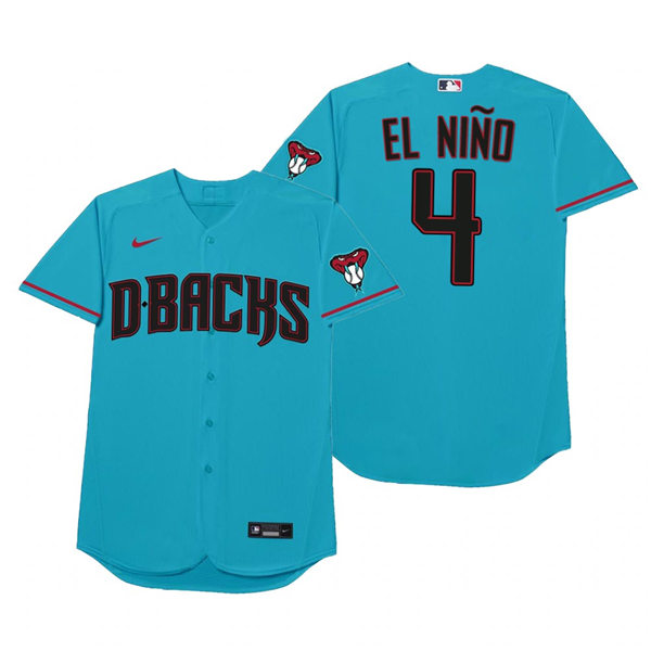 Mens Arizona Diamondbacks #4 Ketel Marte Nike Blue 2021 Players' Weekend Nickname El Nino Jersey Mens Arizona Diamondbacks #4 Ketel Marte Nike Blue 2021 Players' Weekend Nickname El Nino Jersey