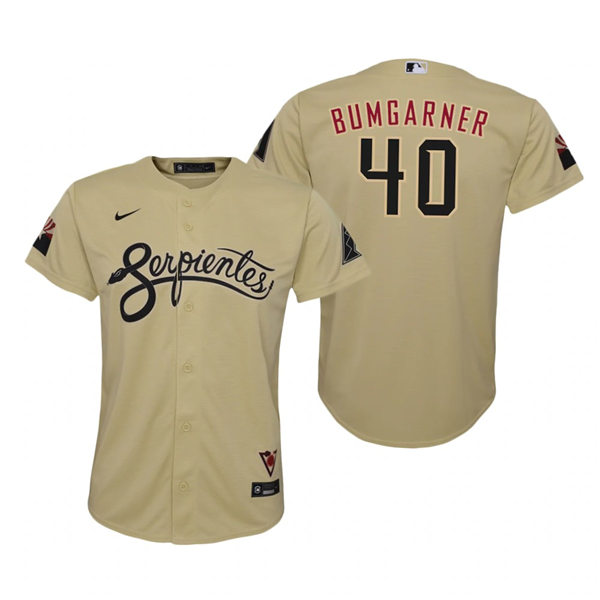 Youth Arizona Diamondbacks #40 Madison Bumgarner Nike Tan 2021 Arizona City Connect Jersey