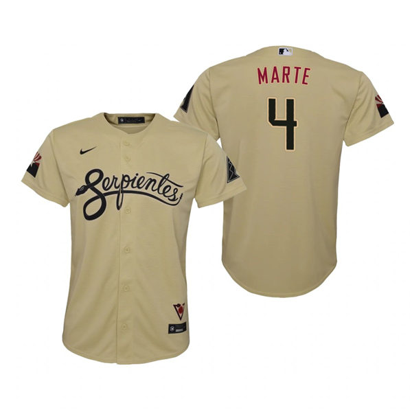 Youth Arizona Diamondbacks #4 Ketel Marte Nike Tan 2021 Arizona City Connect Jersey