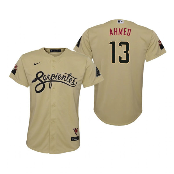 Youth Arizona Diamondbacks #13 Nick Ahmed Nike Tan 2021 Arizona City Connect Jersey