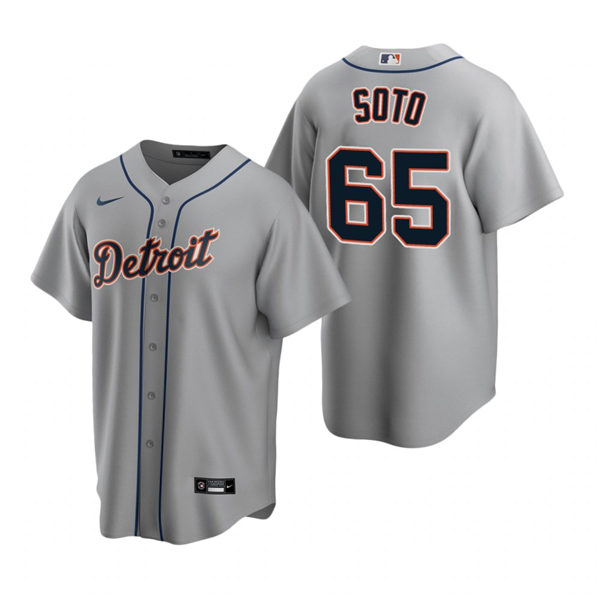 Youth Detroit Tigers #65 Gregory Soto Nike Grey Road CoolBase Jersey