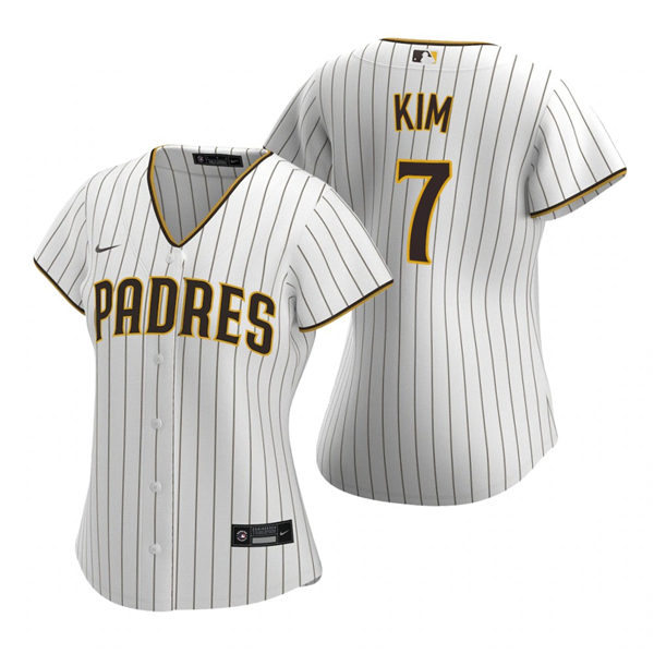 Womens San Diego Padres #7 Ha-Seong Kim Nike White Brown Home CoolBase Baseball Jersey