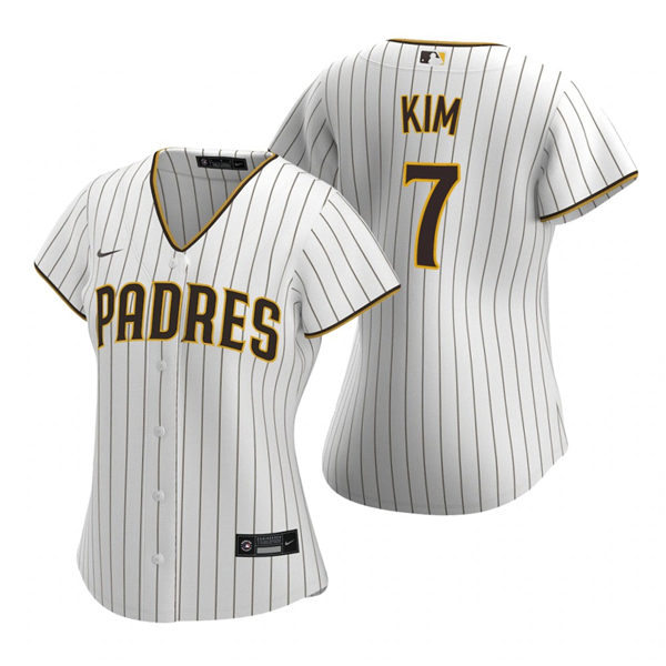 Womens San Diego Padres #7 Ha-Seong Kim Nike White Brown Home CoolBase Baseball Jersey Womens San Diego Padres #7 Ha-Seong Kim Nike White Brown Home CoolBase Baseball Jersey