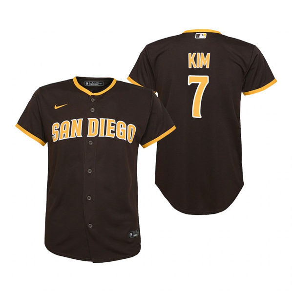 Youth San Diego Padres #7 Ha-Seong Kim Nike Brown Road CoolBase Baseball Jersey