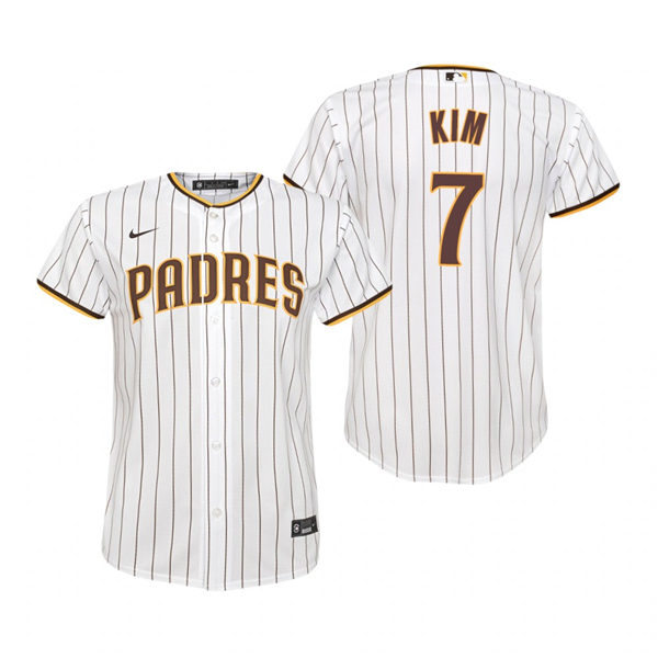 Youth San Diego Padres #7 Ha-Seong Kim Nike White Brown Home CoolBase Baseball Jersey