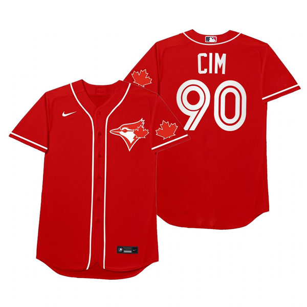 Mens Toronto Blue Jays #90 Adam Cimber Nike Red 2021 Players' Weekend Nickname Cim Jersey