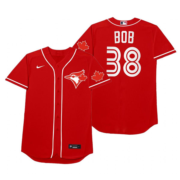 Mens Toronto Blue Jays #38 Robbie Ray Nike Red 2021 Players' Weekend Nickname Bob Jersey