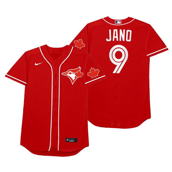 Mens Toronto Blue Jays #9 Danny Jansen Nike Red 2021 Players' Weekend Nickname Jano Jersey