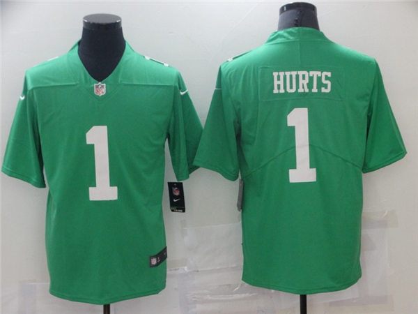 Mens Philadelphia Eagles #1 Jalen Hurts Nike Kelly Green NFL Color Rush Jersey Mens Philadelphia Eagles #1 Jalen Hurts Nike Kelly Green NFL Color Rush Jersey