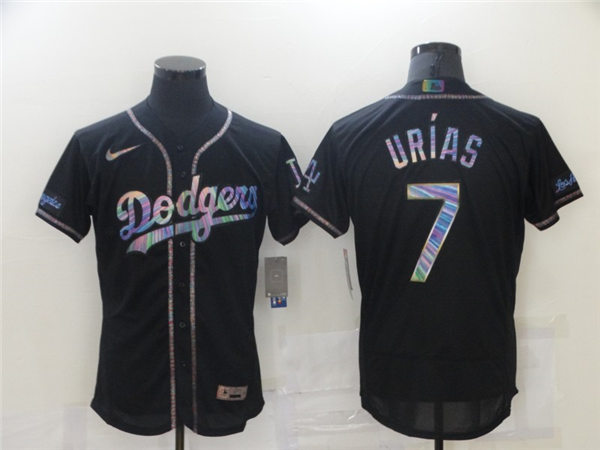 Mens Los Angeles Dodgers #7 Julio Urias Nike Black Holographic Golden Edition Jersey Mens Los Angeles Dodgers #7 Julio Urias Nike Black Holographic Golden Edition Jersey