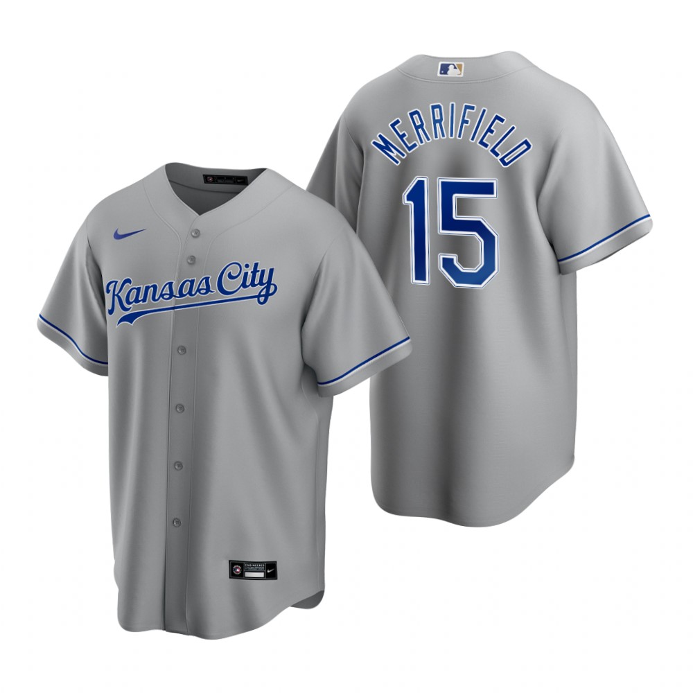 Youth Kansas City Royals #15 Whit Merrifield Nike Gray Cool Base Jersey