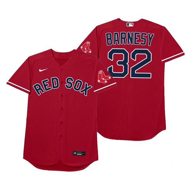 Mens Boston Red Sox #32 Boston Red Sox Matt Barnes Nike Red 2021 Players' Weekend Nickname Barnesy Jersey