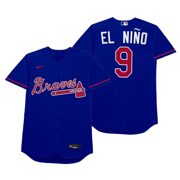 Mens Atlanta Braves #9 Orlando Arcia Nike Royal 2021 Players' Weekend Nickname El Nino Jersey