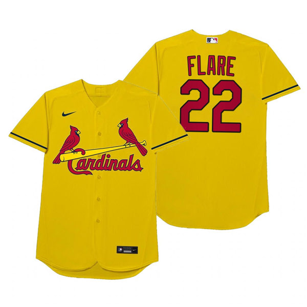 Mens St. Louis Cardinals #22 Jack Flaherty Nike Gold 2021 Players' Weekend Nickname Flare Jersey