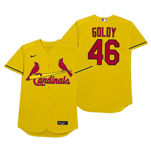 Mens St. Louis Cardinals #46 Paul Goldschmidt Nike Gold 2021 Players' Weekend Nickname Goldy Jersey