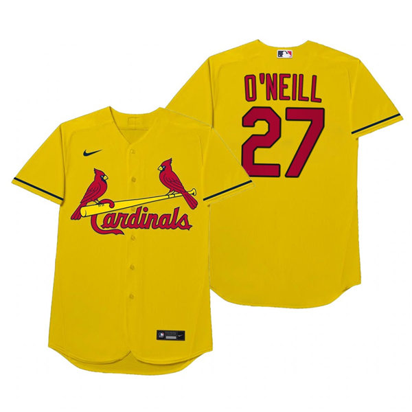 Mens St. Louis Cardinals #27 Tyler O'Neill Nike Gold 2021 Players' Weekend Nickname O'Neill Jersey